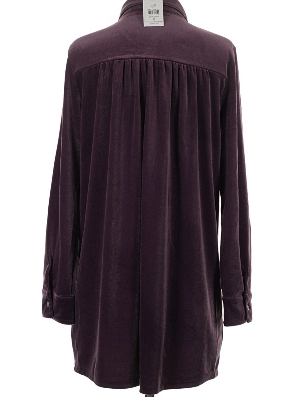 J. Jill Wearever Velvet Button-Front Shirt in Plum - Picture 3 of 7